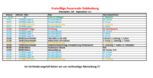 Dienstplan FF Dahlenburg