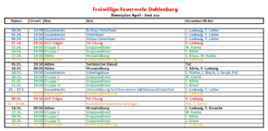 Dienstplan FF Dahlenburg