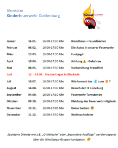 Dienstplan Kinderfeuerwehr Dahlenburg
