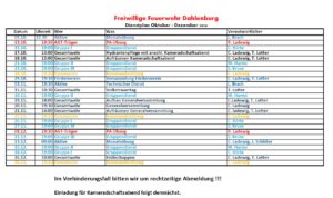 Dienstplan 2026 Dahlenburg